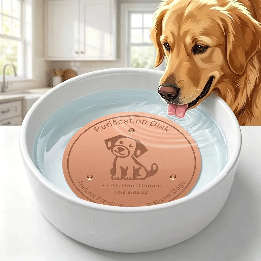 Pure Copper Pet Water Filter Disc 99.9% Purification Plate99.9% Pure Copper Pet Water Purification Disk for Dogs and Cats