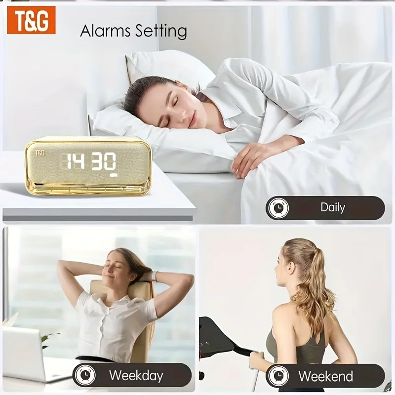 TG461 kabelloser Lautsprecher, unterstützt Uhr- und Weckerfunktionen, 3600mAh, LED-Display Digitaluhr. – Detail 3