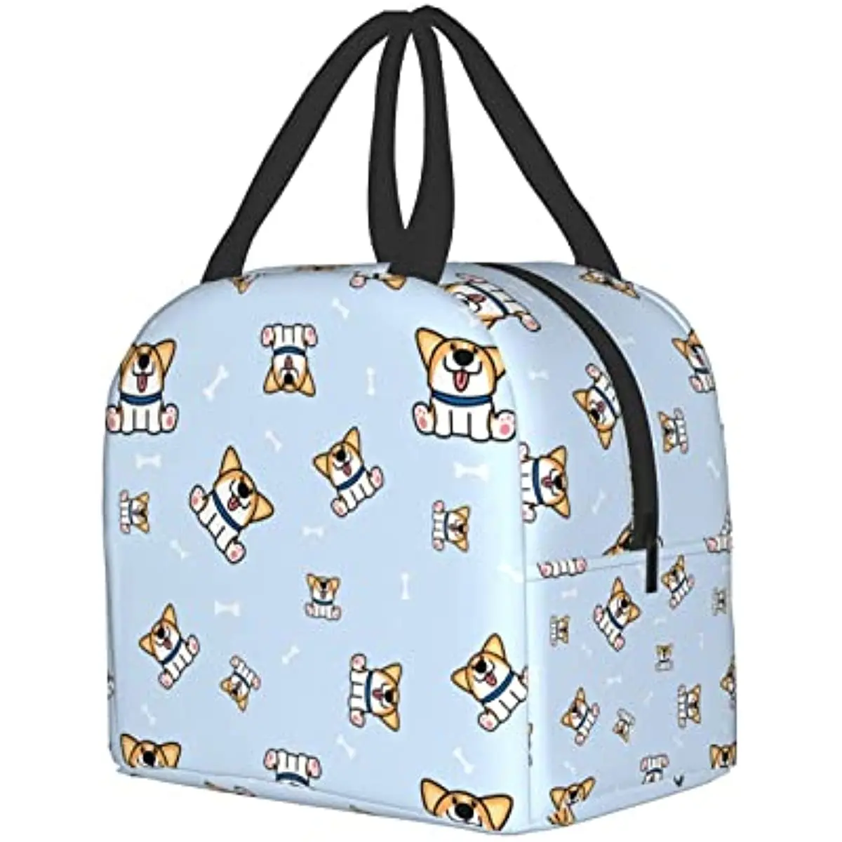 Fiambrera con diseño de perro y hueso Corgi para hombre y mujer, bolsa de almuerzo con aislamiento, reutilizable