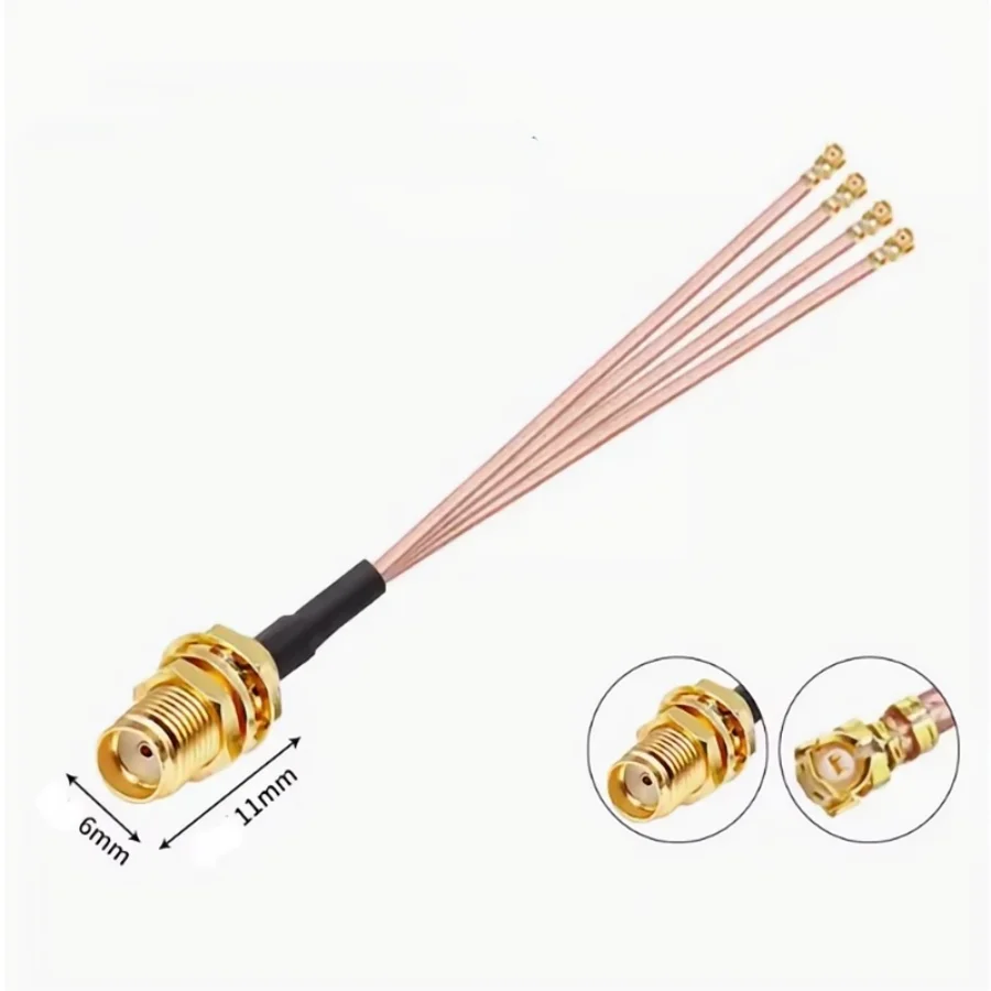 WiFi antenna extension cable, RP SMA head connector 3 U.FL IPX IPEX1, 1 to 4, quarter splitter, RG178 wire,