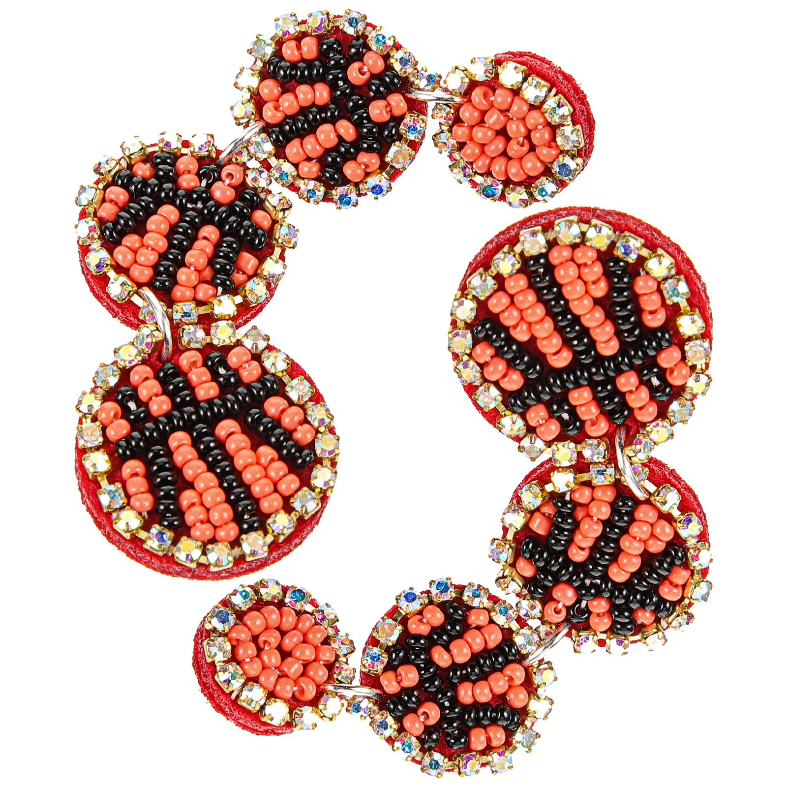 

2pcs Sports Themed Beaded Dangle Drop Earrings Football Fabric Aesthetic Vintage Women Earrings Lightweight Birthday Festival