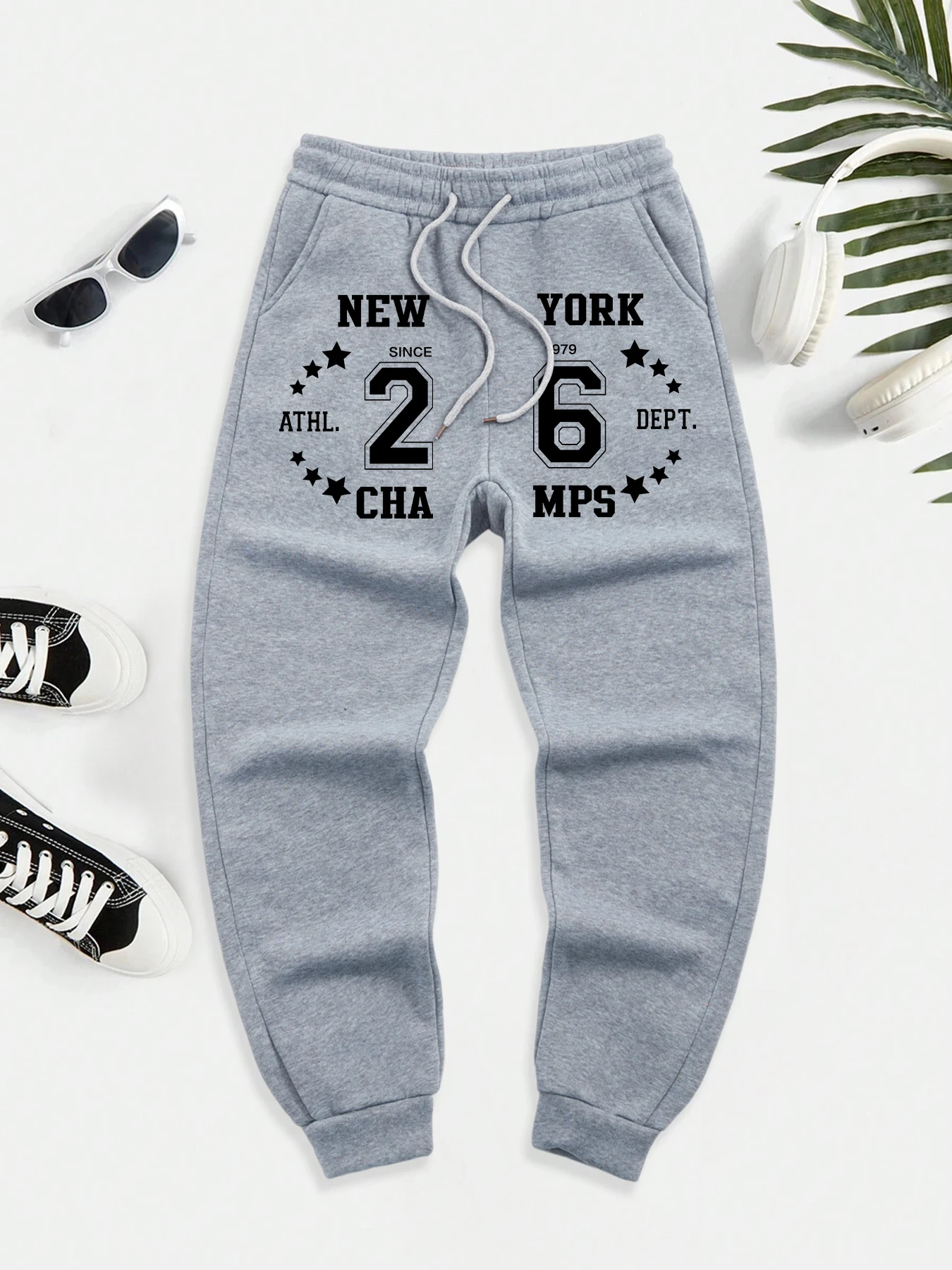 

Нью-Йорк с 1979 года, мужские повседневные длинные брюки с принтом, флисовые теплые спортивные штаны, спортивные брюки на шнурке, джоггеры, 10 цветов брюк