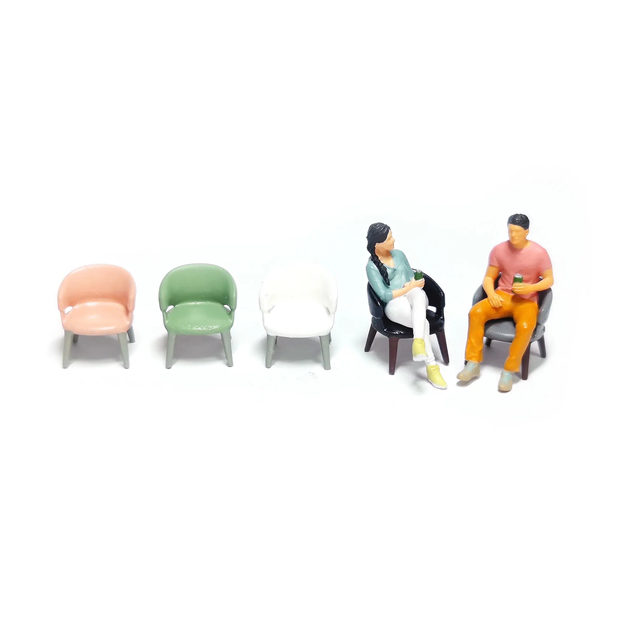 Rm1.64 Beverage male and female resin model figures afternoon leisurely scene lazy back chair tabletop pendent figure