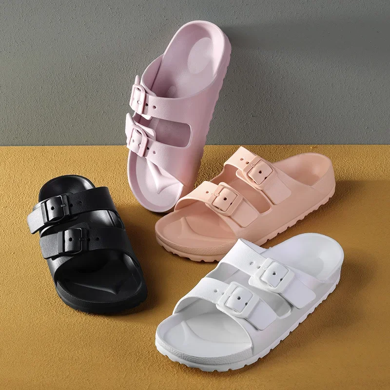 Thick Platform Cloud Slippers Women Fashion Buckle Soft Sole Pillow Slides EVA Sandals Woman Summer Beach Non-Slip Flip Flops