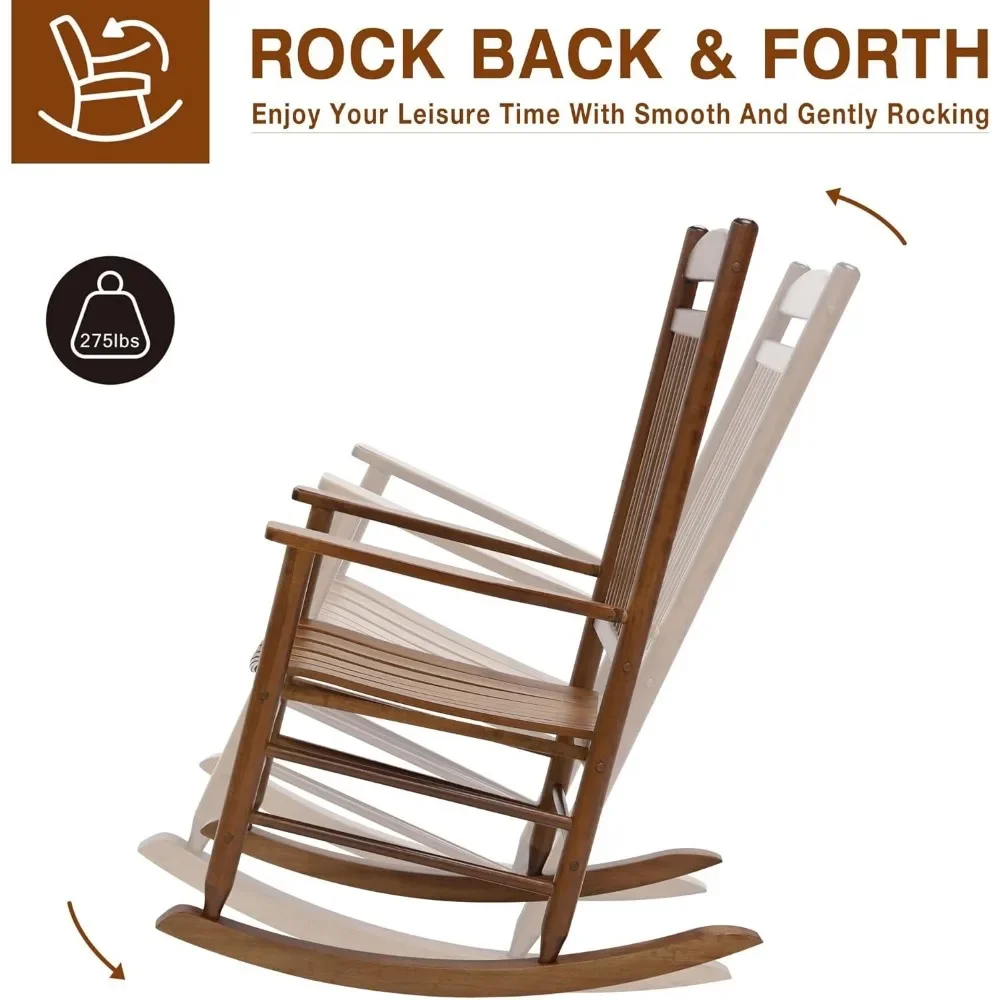 Outdoor Rocking Chair Sets 3-Piece, Bistro Table and Chairs Set of 2,Patio Wooden Rocker Bistro Set with Foldable Table.