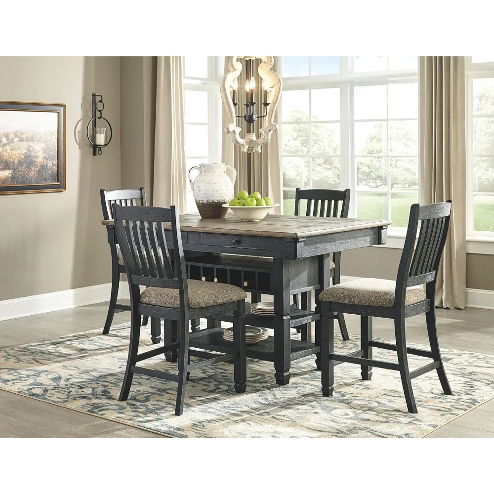 เก้าอี้บาร์สตูลหุ้มเบาะสูง 24.38 นิ้ว รุ่น Tyler Creek Farmhouse ชุด 2 ตัว สีดำสนิท
