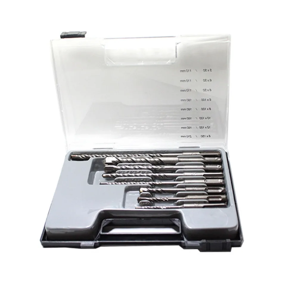 

8 Pcs Set of Stone Drill Bits Impact Drill Bit Combination Two Pits and Two Grooves Alloy Concrete Drilling Woodworking Tools
