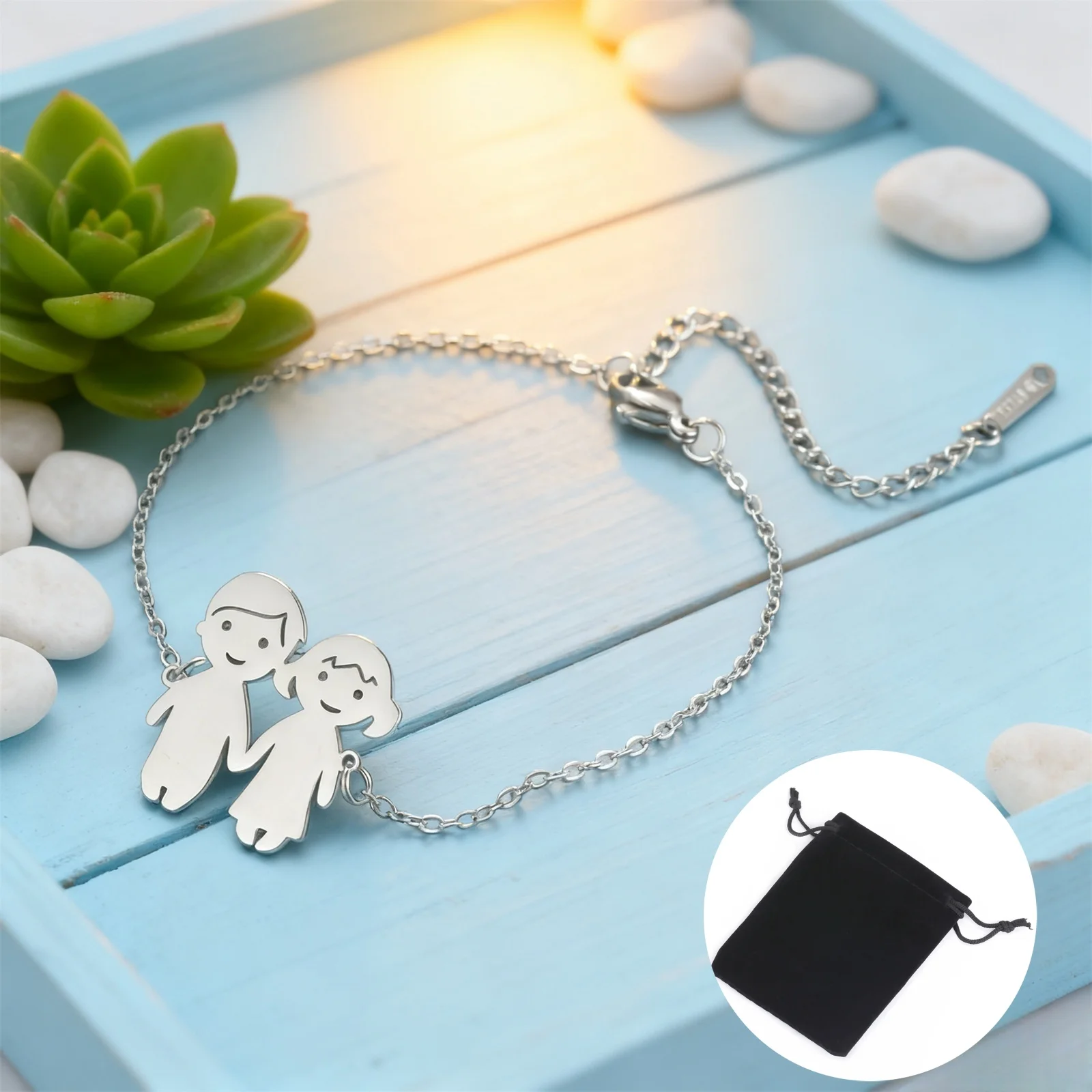 تخصيص اسم تاريخ النص اليد في اليد زوجين سوار الفولاذ المقاوم للصدأ قابل للتعديل اسم العائلة سوار زوجين هدية