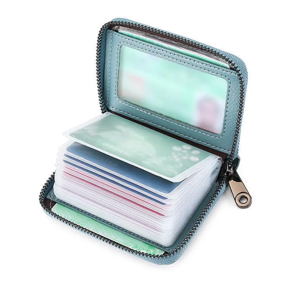 

Кошелек для кредитных карт из искусственной кожи с защитой от RFID - тонкий, на молнии, для мужчин и женщин