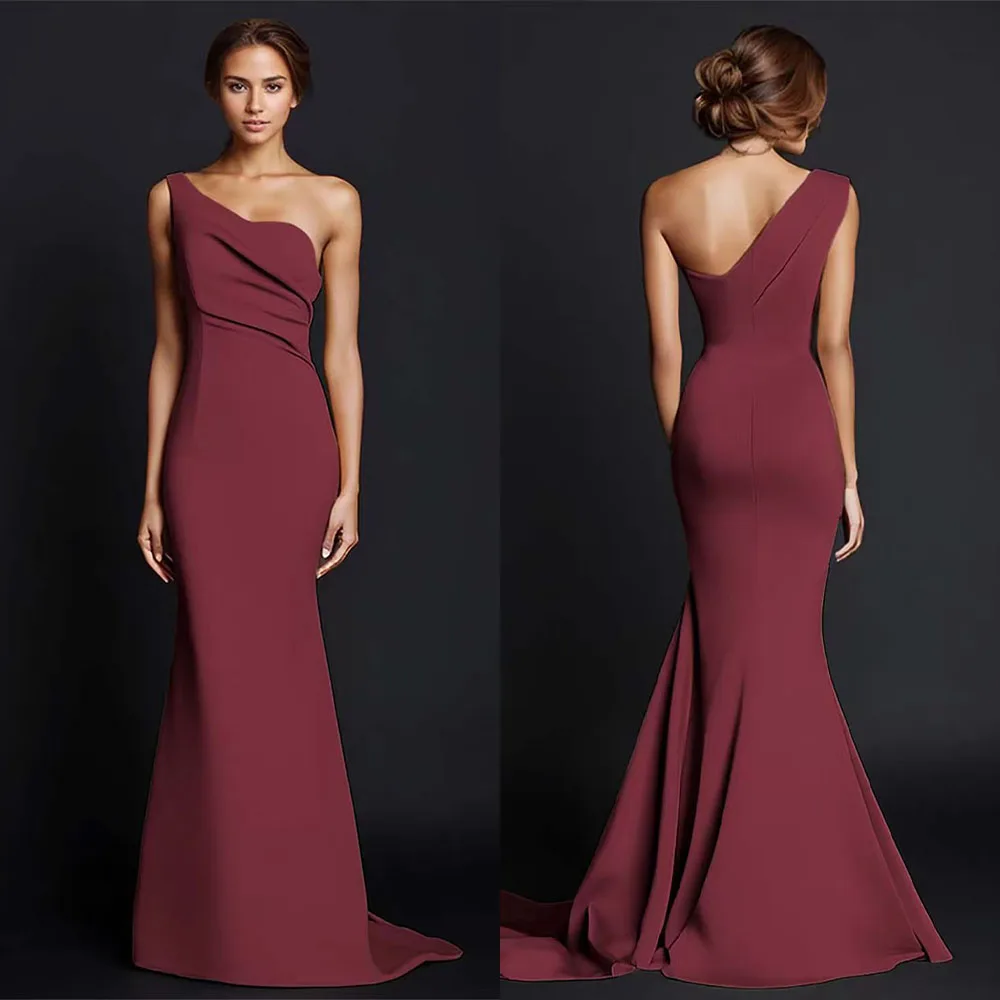 

High Quality Customized One Shoulder Floor Length Sleeveless Mermaid Women Robes De Soirée Vestidos De Fiesta Para Bodas فساتين