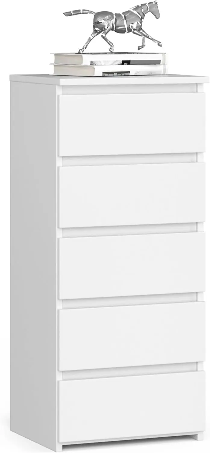 con 5 cajones |   Cómoda Alta |   Mueble Moderno para Sala de Estar, Comedor, Dormitorio, Entrada, baño |   Armario par