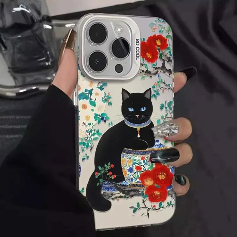 Per Funda iphone 17 Pro Max Custodia Cute Cat Fundas 16 15 14 13 12 11 Pro 16Pro 14Pro Max iphone17 Custodie per telefoni Apple Cover 14Promax