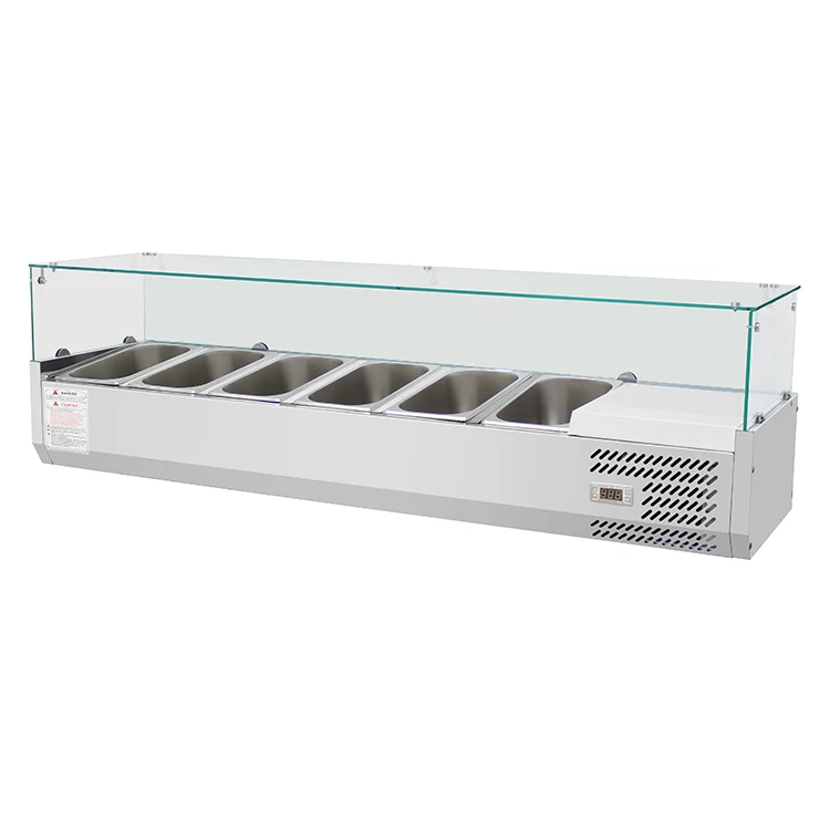 

6x1/3GN Pizza Showcase Salad Bar Commercial Refrigerator Chiller Refrigeration Equipment
