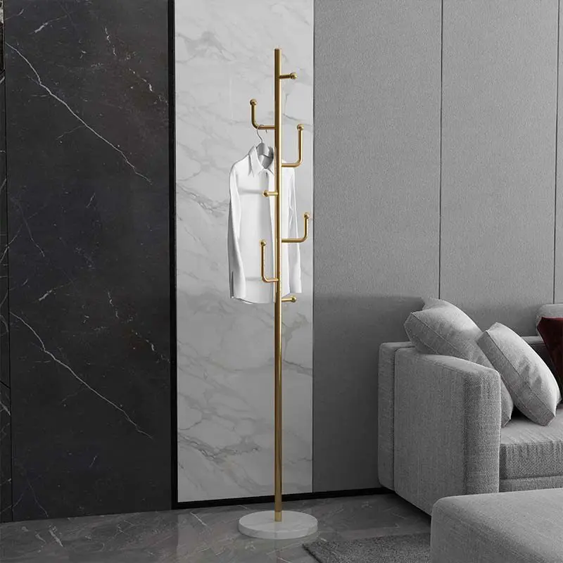 Nordic Luxury Floor Coat Rack Indoor Bedroom Clothes Stand with Hanger Heavy Duty Metal Hat Stand