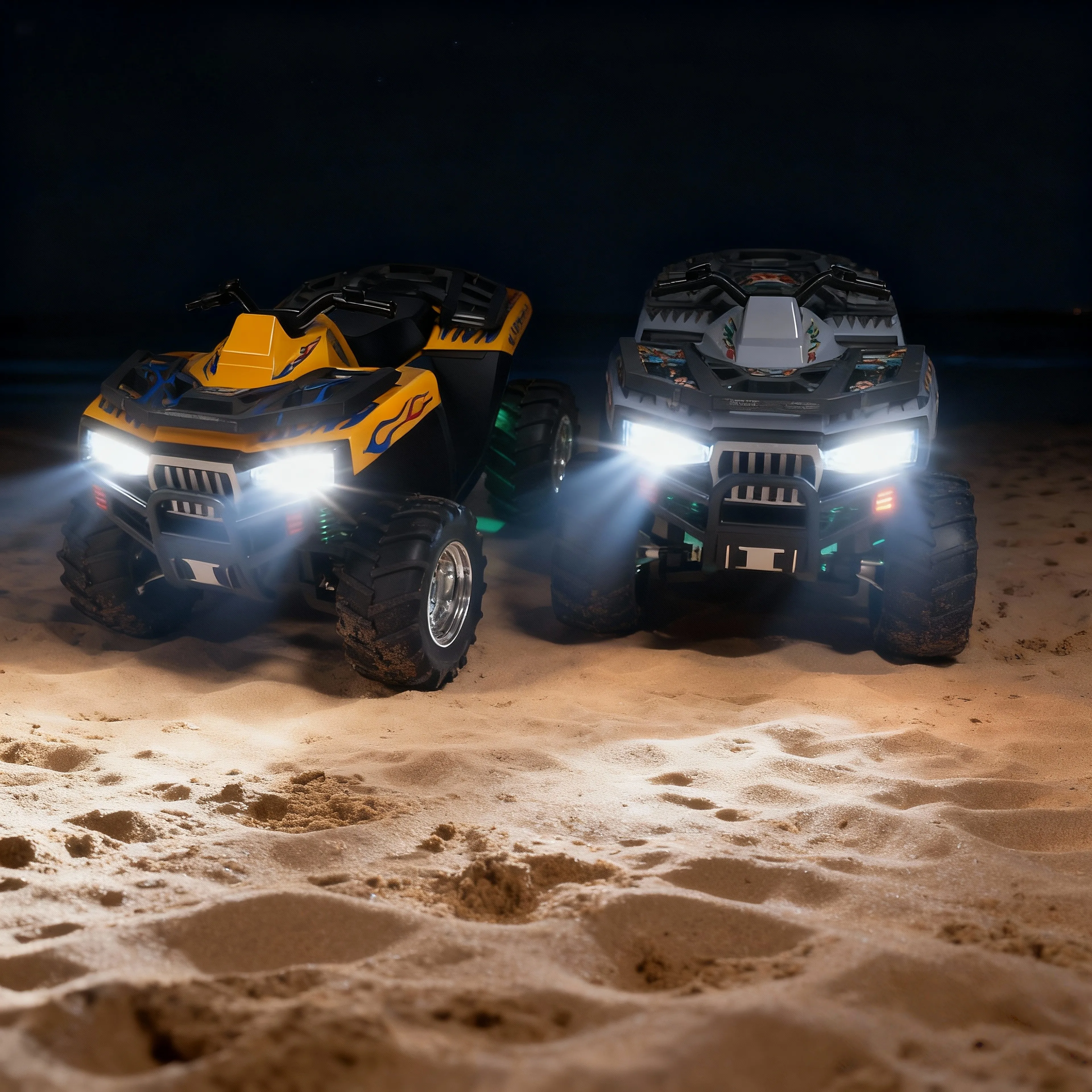 Brinquedo de motocicleta de praia com controle remoto de metal em escala 1:64 com luzes piscantes de som realista de 3 velocidades recarregável por USB 2,4 GHz