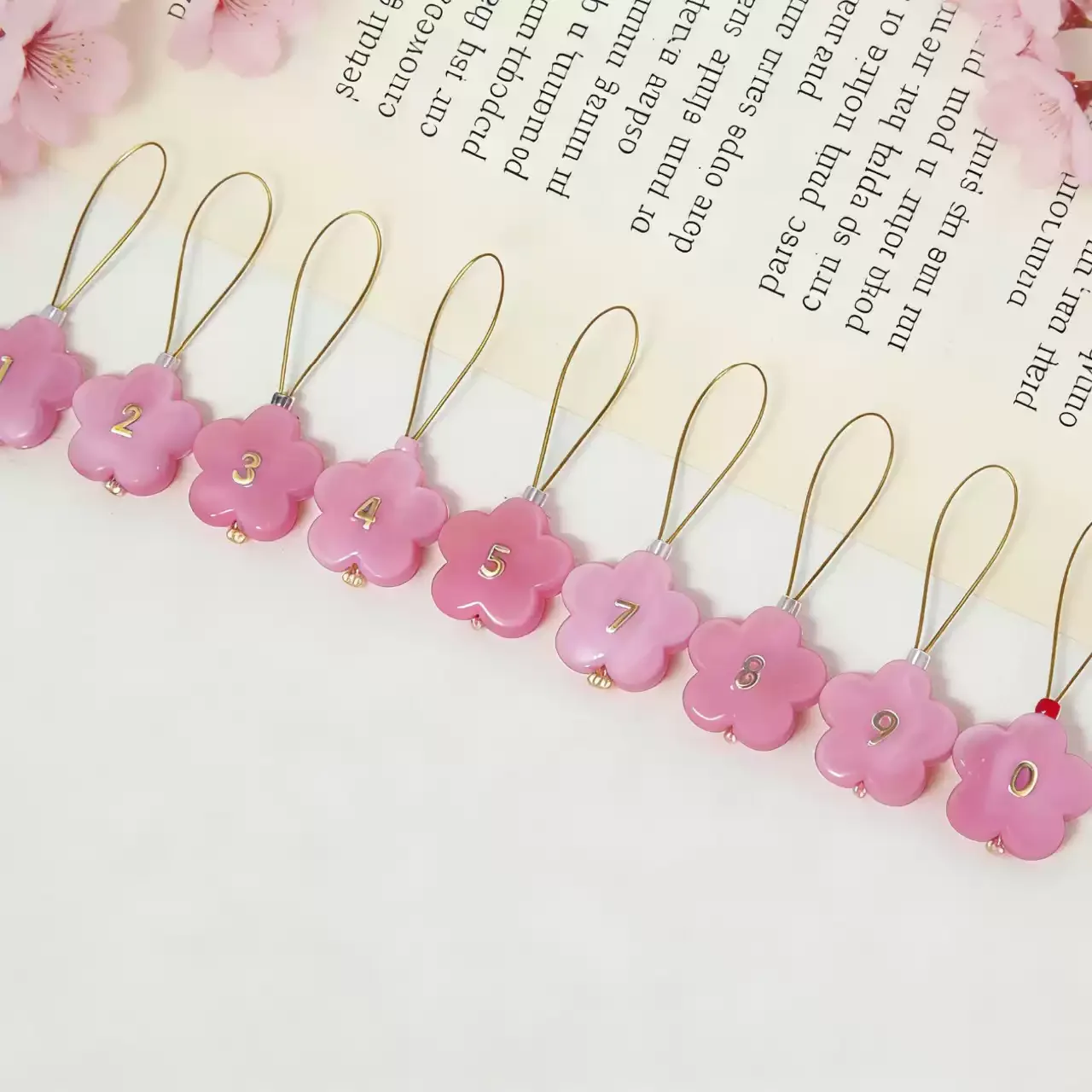 10pcs/lot 0-9 Digital Flower Stitch Markers Sakura Shape Knitting Mark Clips Hand Needle Weaving Position Marker Supplies