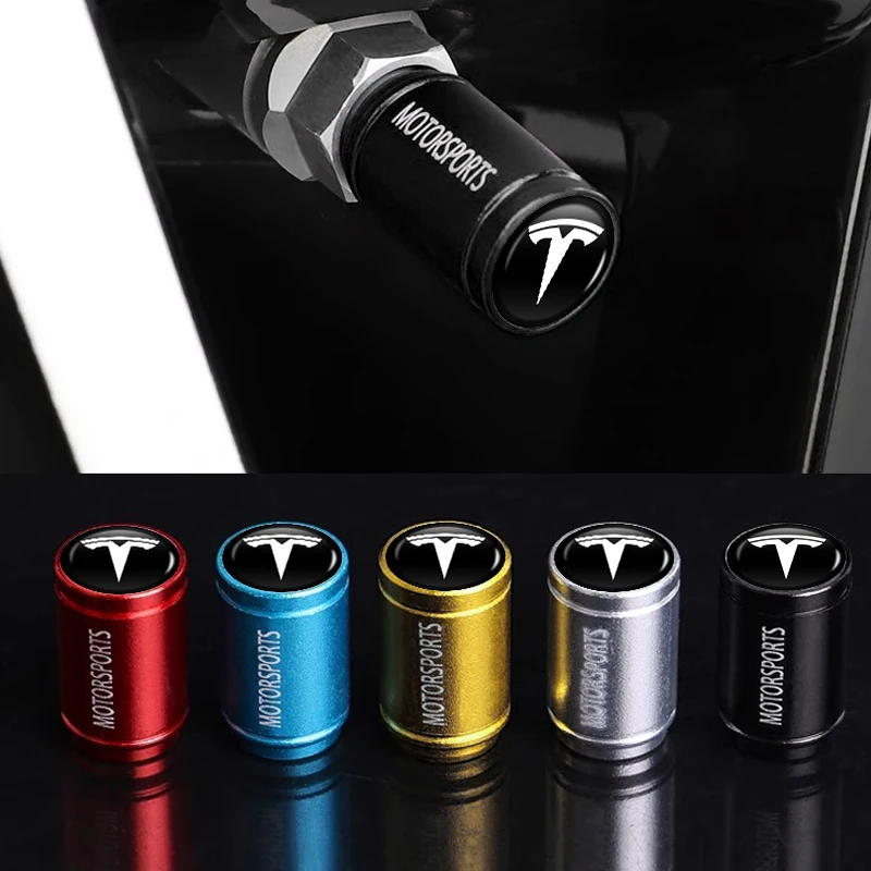 Car Tire Valve Cover Aluminium Alloy Tire Wheel Stem Air Valve Cap For Tesla Model 3 Y S X 2021 Roadster Cybertruck Juguete