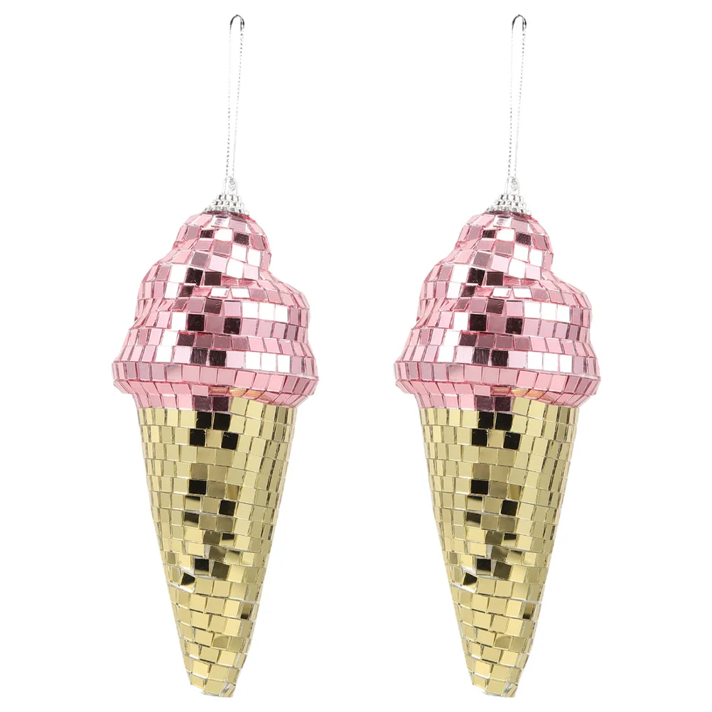 

2Pcs Hanging Disco Ice Cream Decor Glass Pendant for Parties Room Decorations Indoor Outdoor Event Decoration Unique