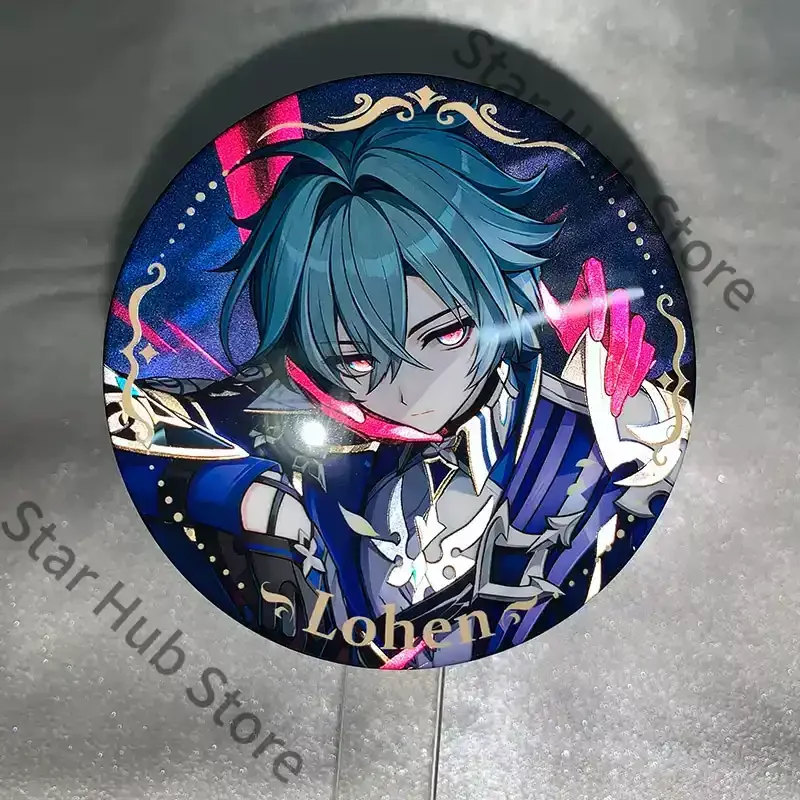 Badge en tôle coloré Genshin Impact Lohen, badges réfléchissants, produits liés au jeu, cadeaux pour collègues, anime