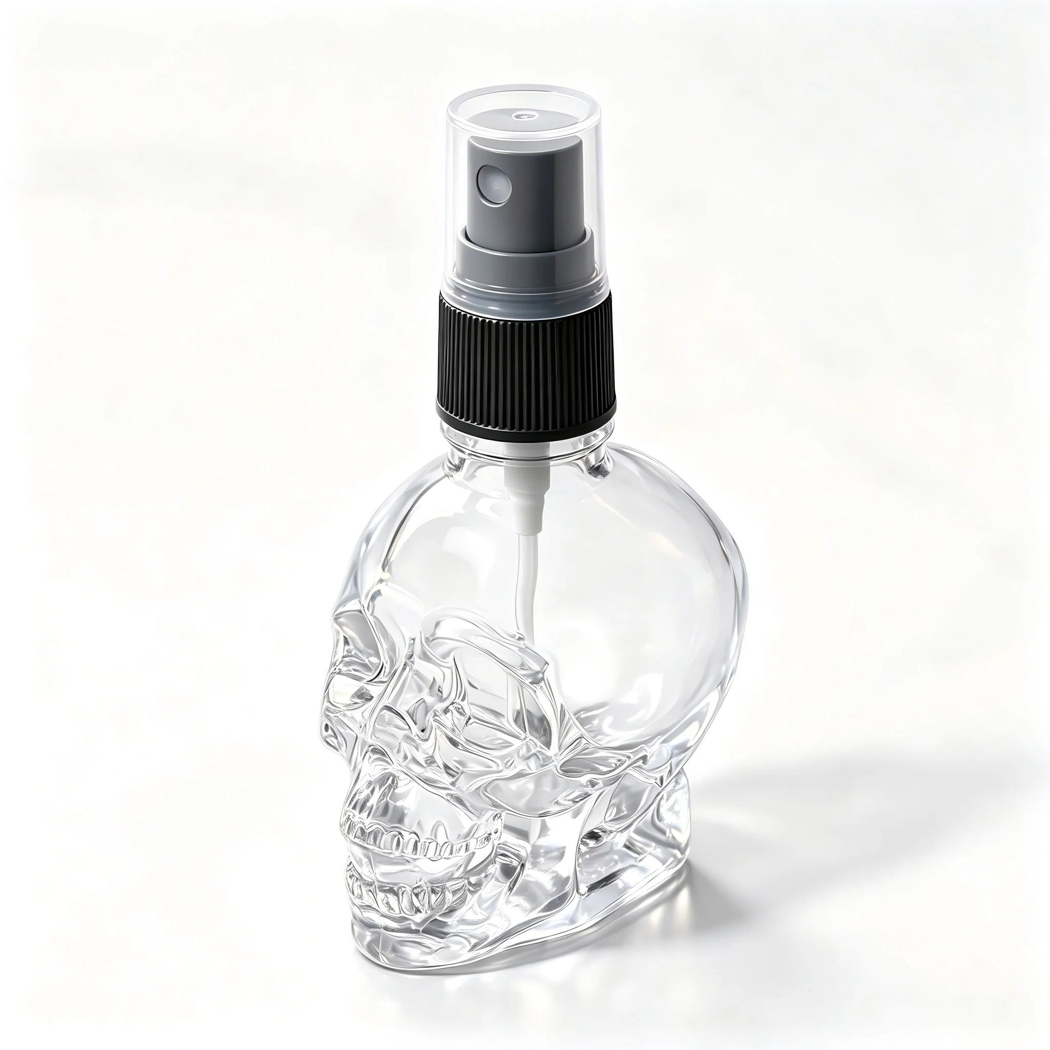 30 ml 3D-Totenkopf-Form Glas-Parfümzerstäuber, nachfüllbarer Feinsprühzerstäuber, transparenter Glasbehälter, tragbarer Kosmetikbehälter für Parfüm – Detail 4