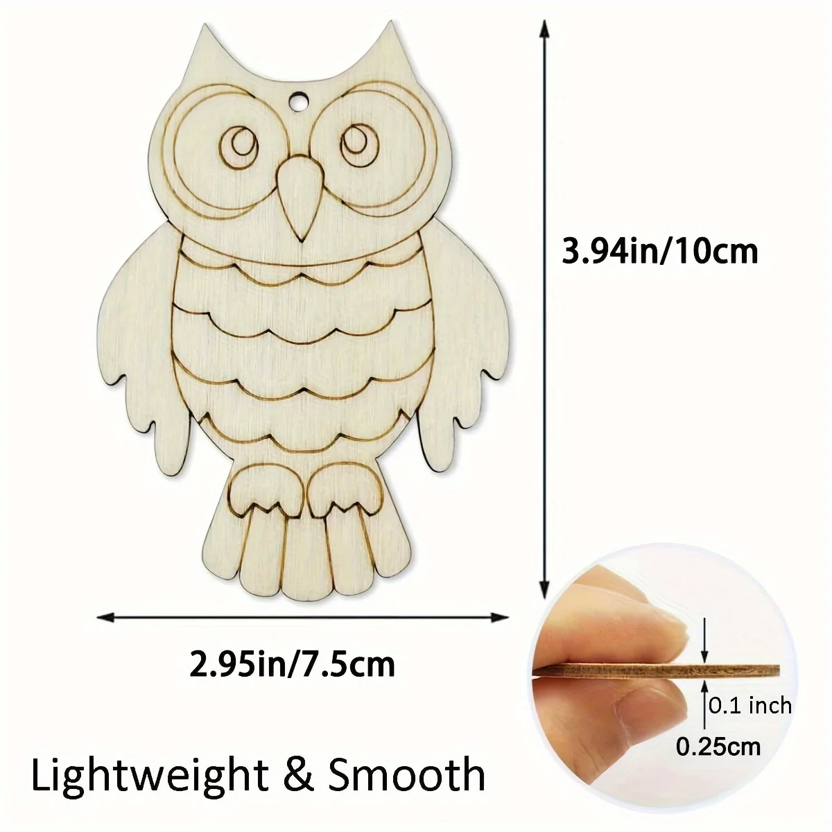 30pcs Owl Wood Cut Out DIY Crafts Cutouts Blank Wooden Ornaments with Hole Hemp Ropes Gift Tags