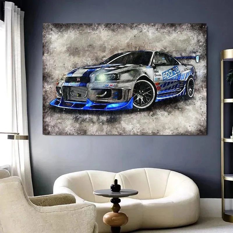 Luxury Supercars Nissan Skyline GT-R GT3 Poster Fast and Furious Classic Sport Car Canvas Painting Wall Pictures Home Decor