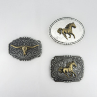 Western style zinc alloy horse head cow head embossed versatile men's and women's belt buckle