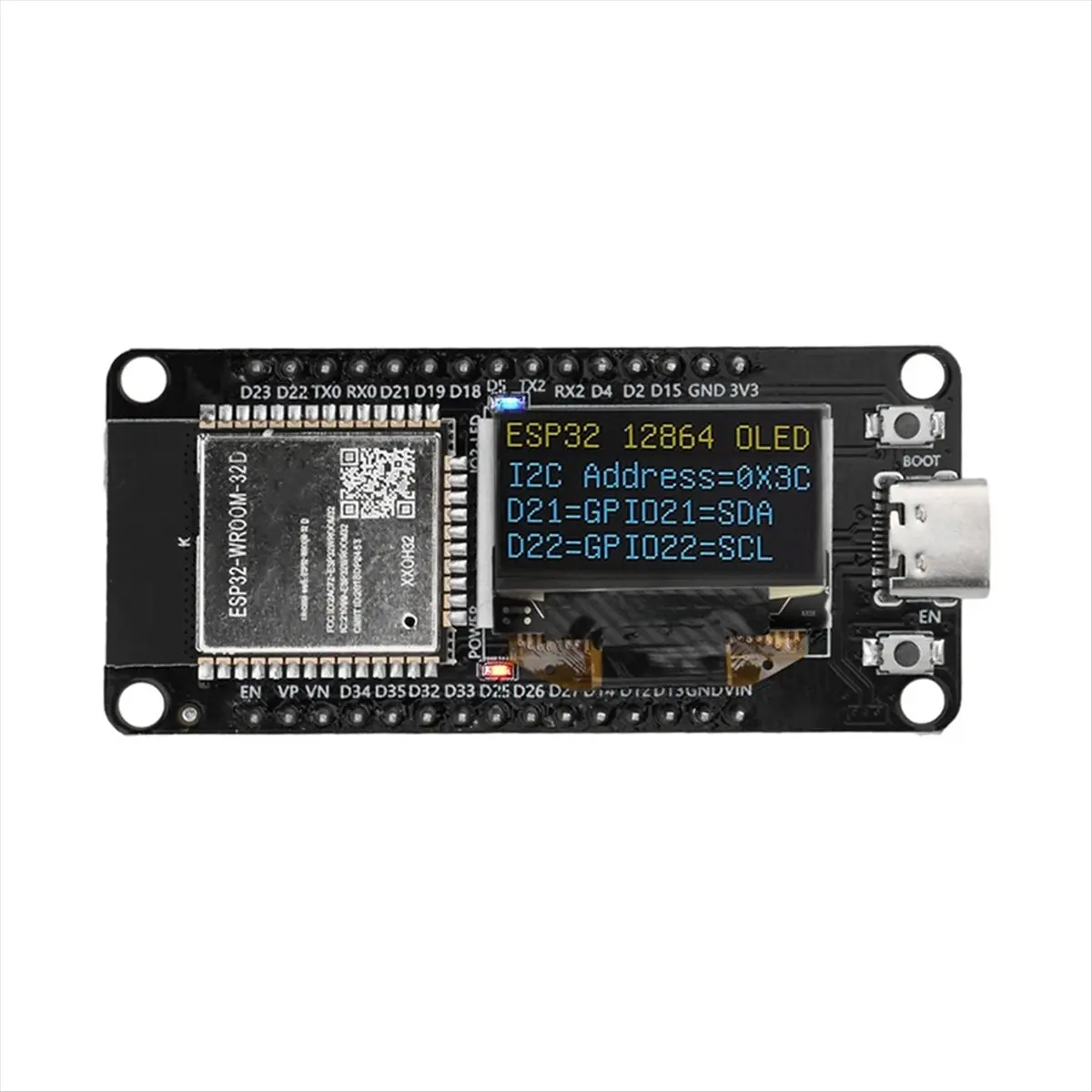 DT82- ESP--32D WIFI Bluetooth Development Board CH340 with 0.96 OLED Screen Yellow Blue Display Type-C