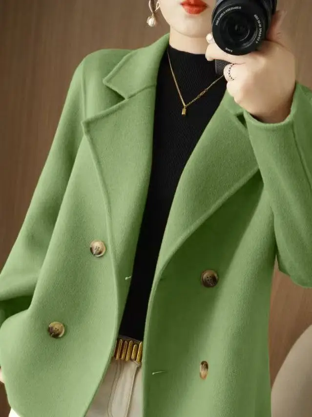 

plus Size Women's Loose Outerwear Shoulder Pad Suit Collar Woolen Thickened Winter Coat Long Sleeve Korean Style Online Exclu...