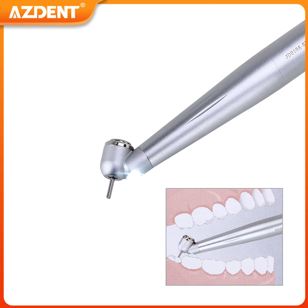 Dental 45 Degree LED High Speed Handpiece AZDENT E-generator Integrated Standard Head Push Button 2/4 Holes Single Water Spray