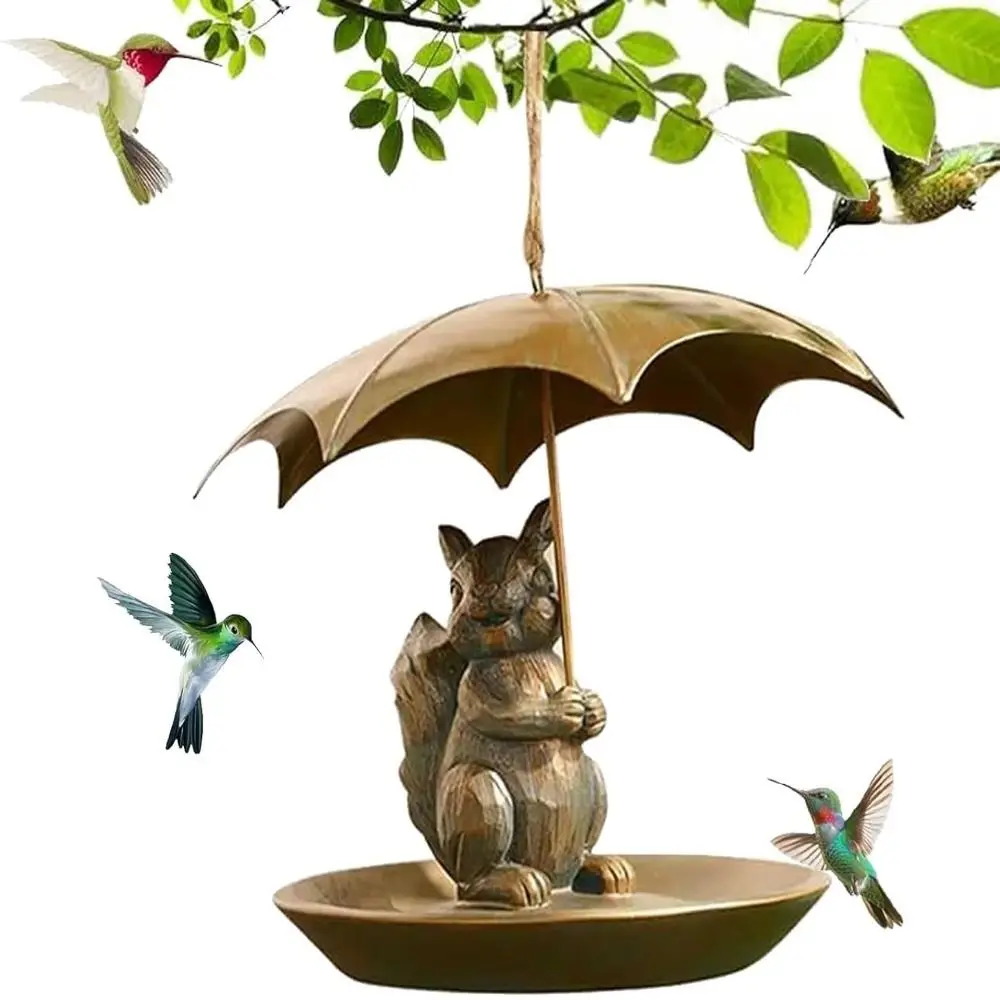 

Resin Animal Bird Feeder with Umbrella Squirrel/Cat/Dog Heavy Duty Squirrel Proof Wild Umbrella Bird Feeder Outdoor Hanging