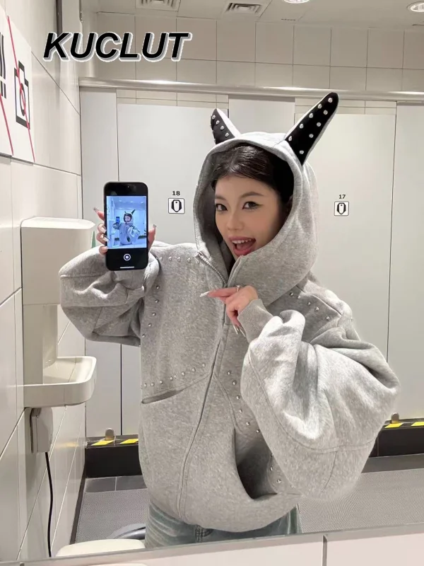 Nowe, słodkie, stylowe, japońskie, codzienne płaszcze damskie na jesień i zimę, modne, pikowane krótkie kardigany, luźne bluzy.