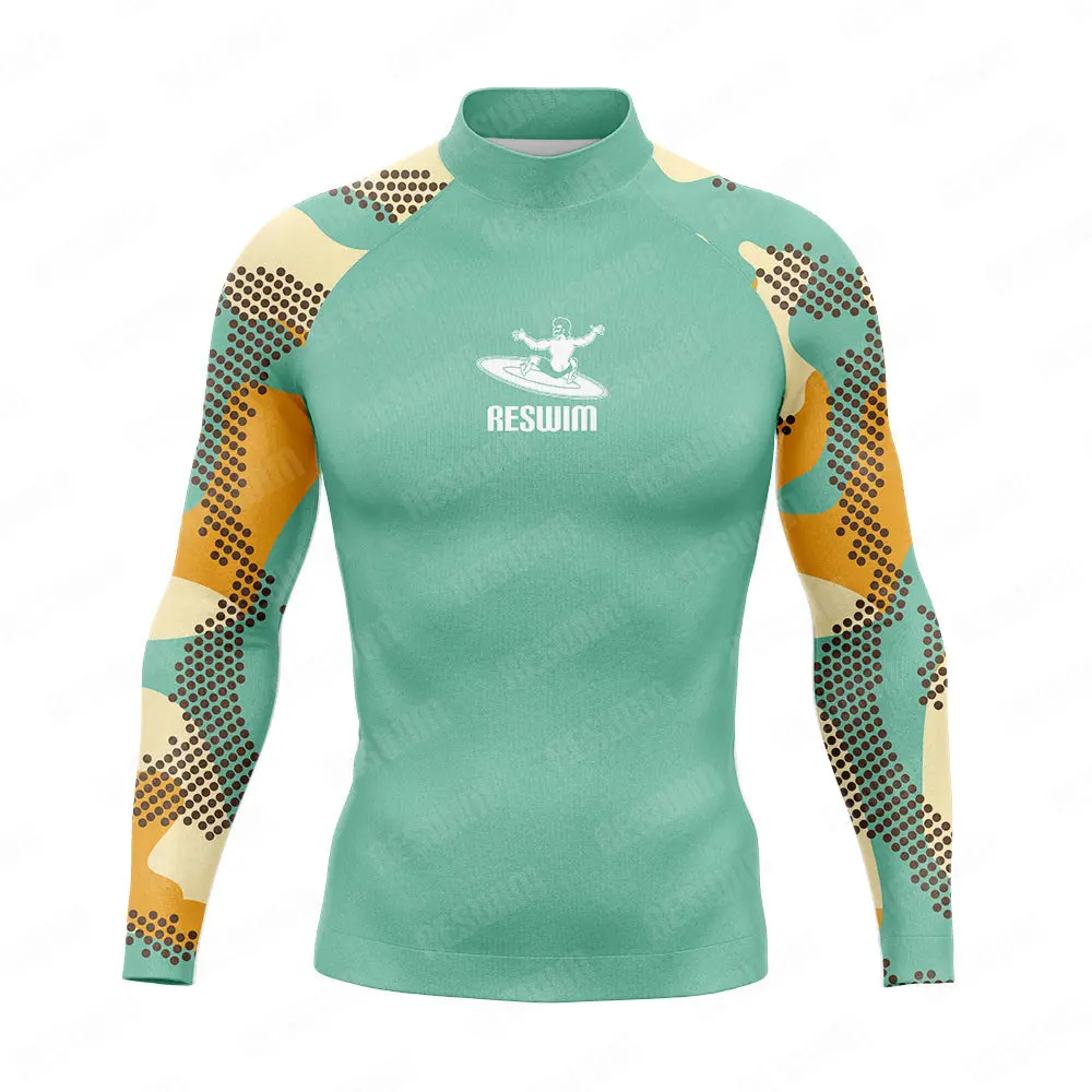 New Men's Beach Surfing Tight T-Shirts Rash Guards Swimming Swimwear Long Sleeve Surfing Diving Shirt Swim Skinsuit Gym Clothes