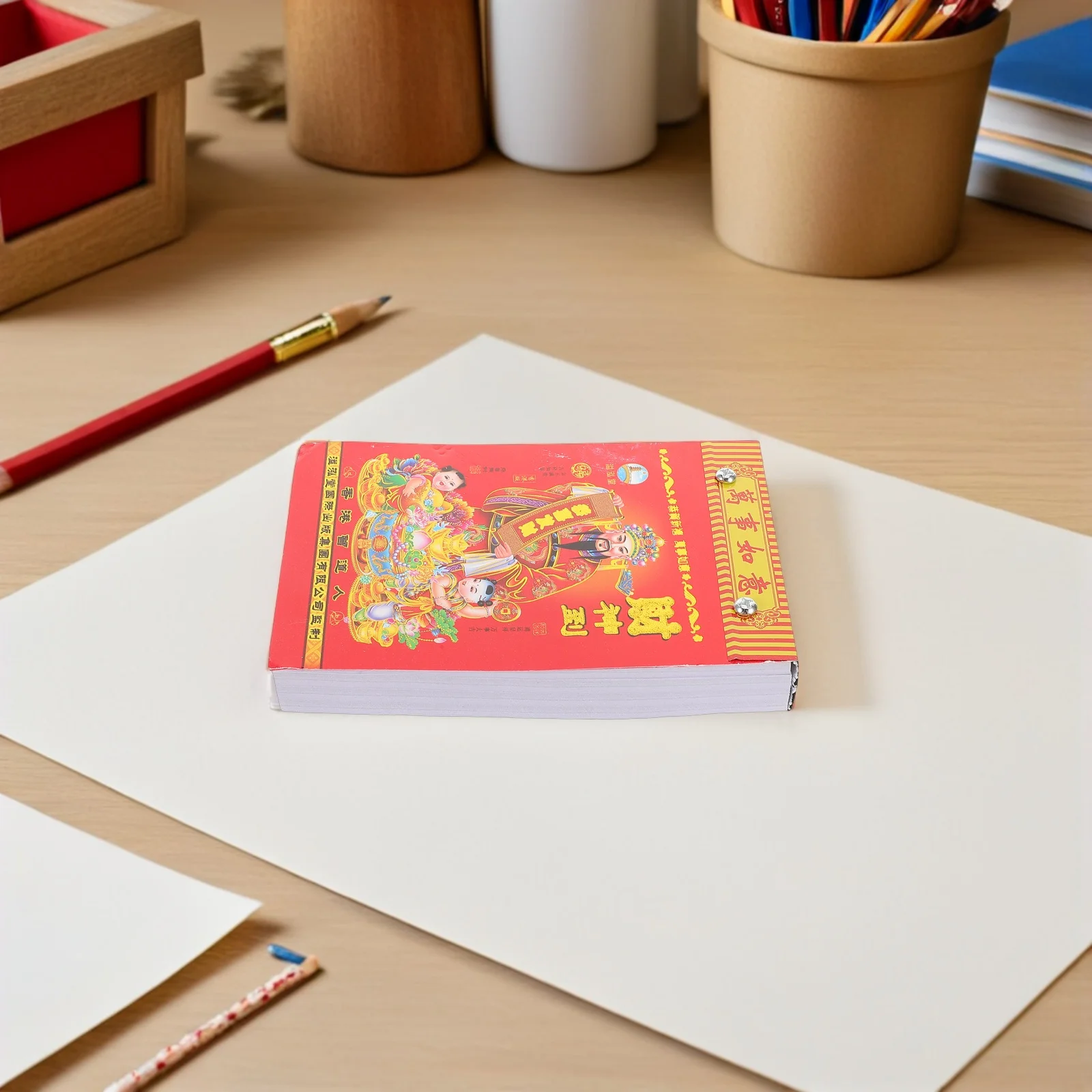 5pcs Set of 5 Chinese Lunar Hanging Calendar 2026 New Year 16k Wall Old Yellow Daily