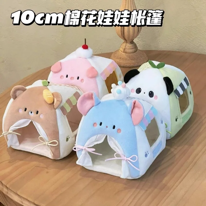 

Плюшевая кровать-палатка для кукол в форме игрушечной мебели для детей, миниатюрный декор для уютной игры в ролевые игры в помещении