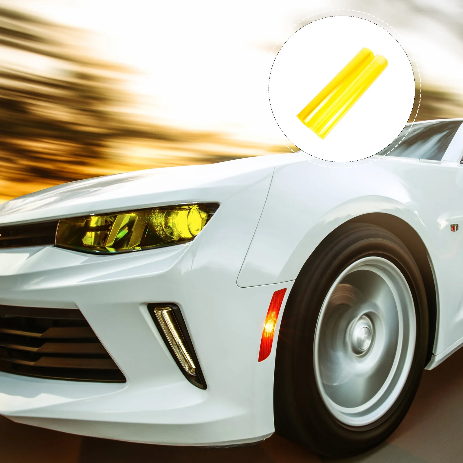 

30*120Cm Yellow Waterproof Car Headlight Tint Film Stretchable Protective Layer For Fog Lights Turn Signals Windscreen