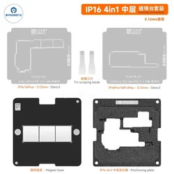 Amaoe Middle Layer Reballing Stencil Megnetic Base for IPhone 16 Series 15 Pro/Max Mini Plus Middle Frame/Mainboard Chips Repair