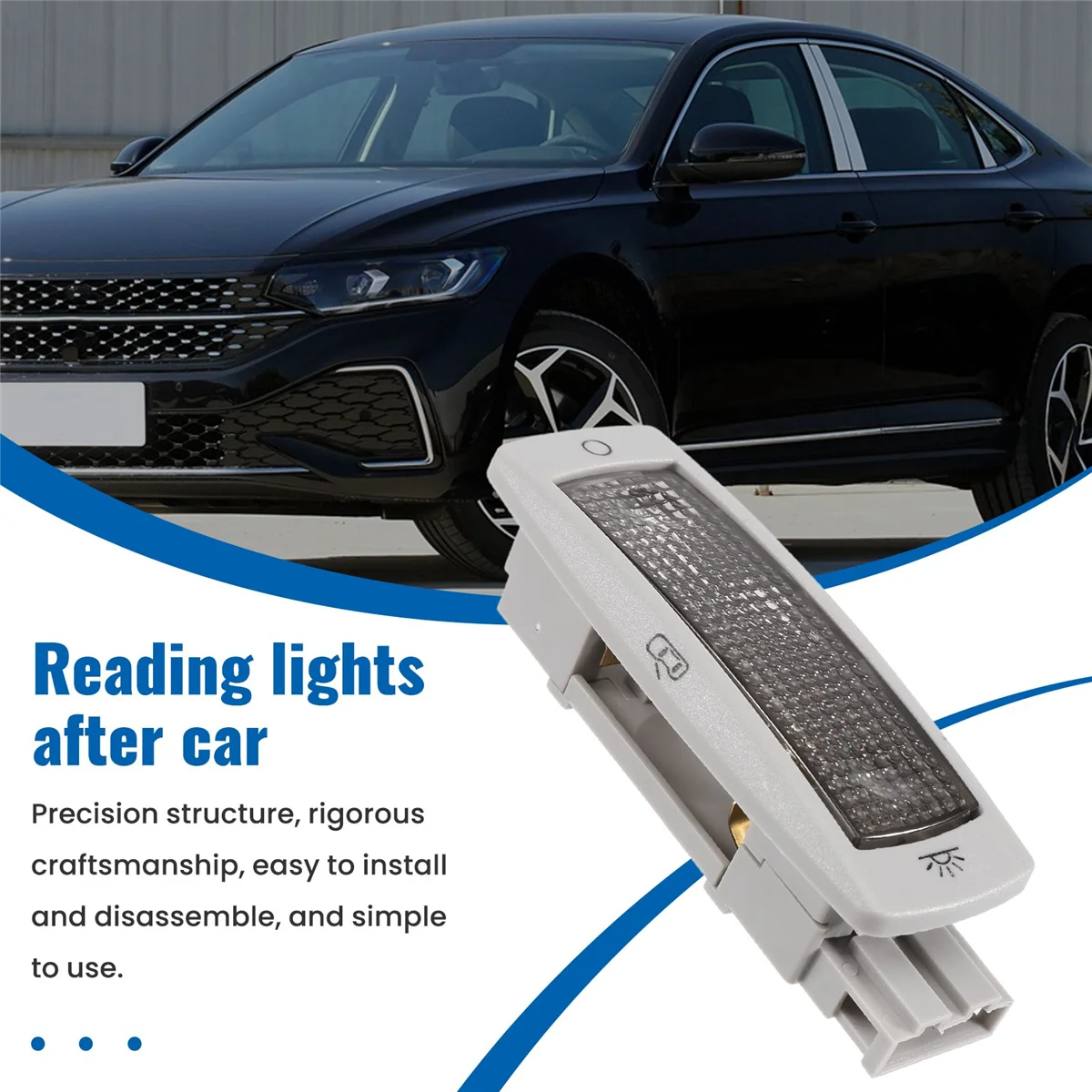 Luz de techo de mapa para después de leer, 3B0947291 B, para Volkswagen Golf, Passat, Tiguan, Caddy, Skoda, gris