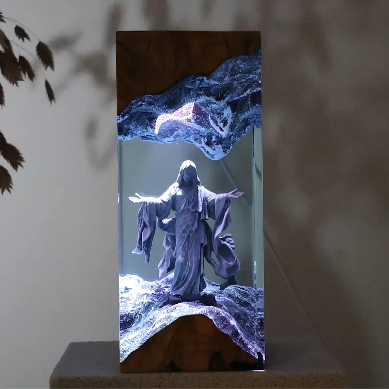Saint resin art lamp, Christmas decoration gift, interior blessing ornament
