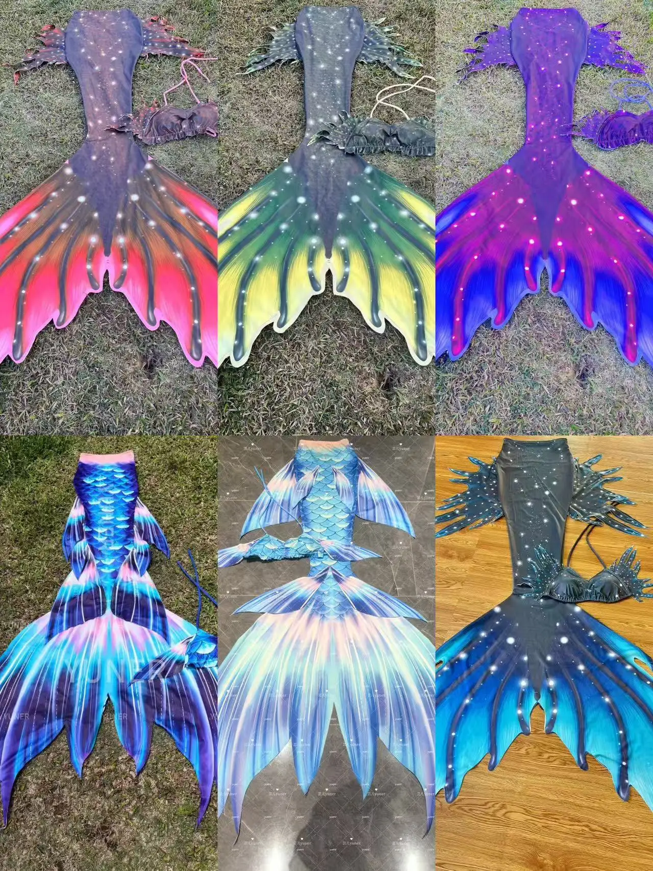 

Custom Sized Mermaid Tail, Large Monofin for Adults Kids. Couple Family Matching Swimsuit for Ocean Performance & Photo Shoot