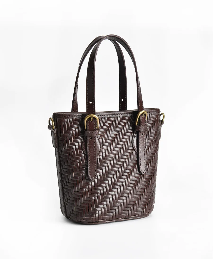 Genuine Leather Women Weave Handmade Totes Vintage Handbag