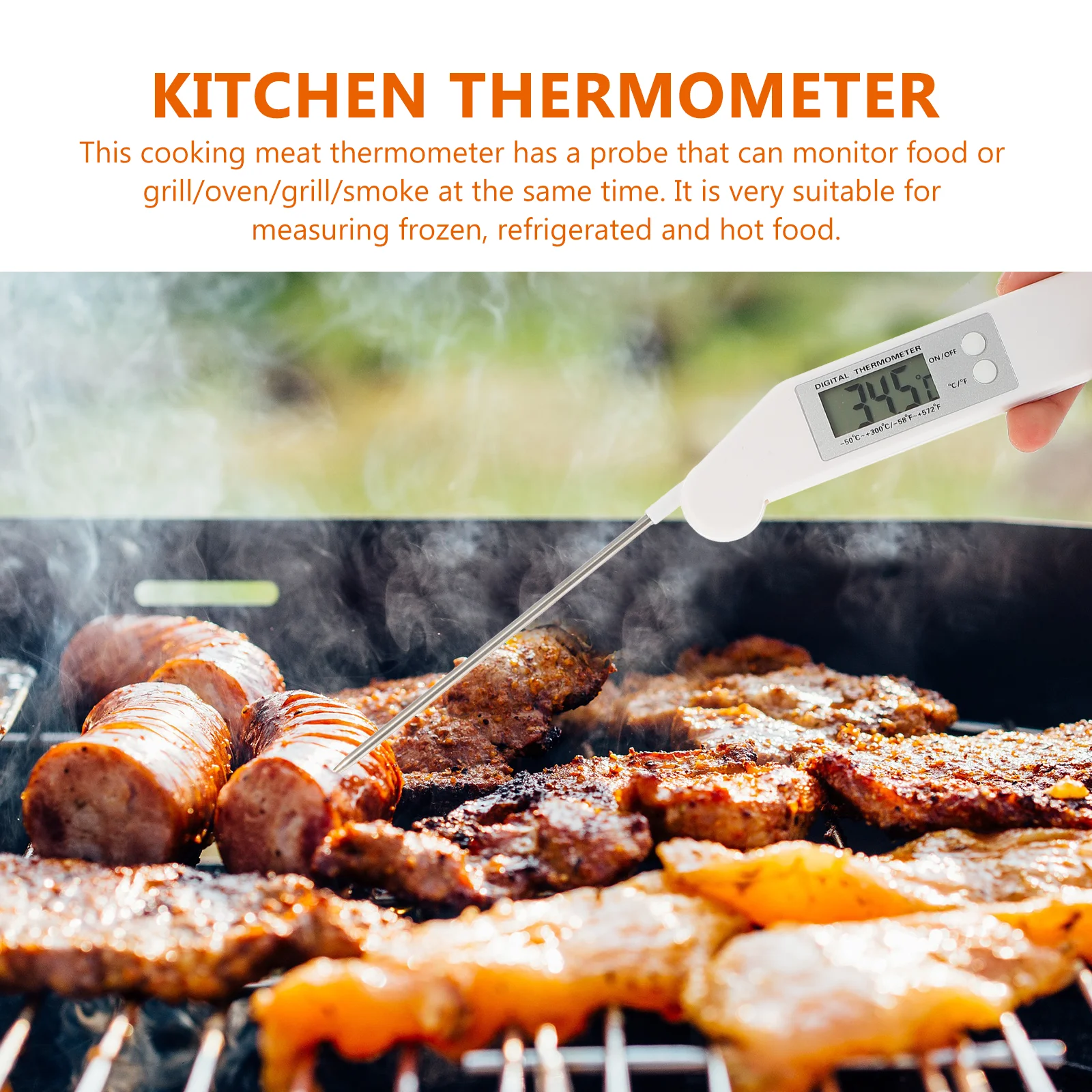 

1 шт. цифровой термометр для мяса, электронный кухонный термометр для еды, складной зонд для гриля, духовки, курения, приготовления пищи, температура