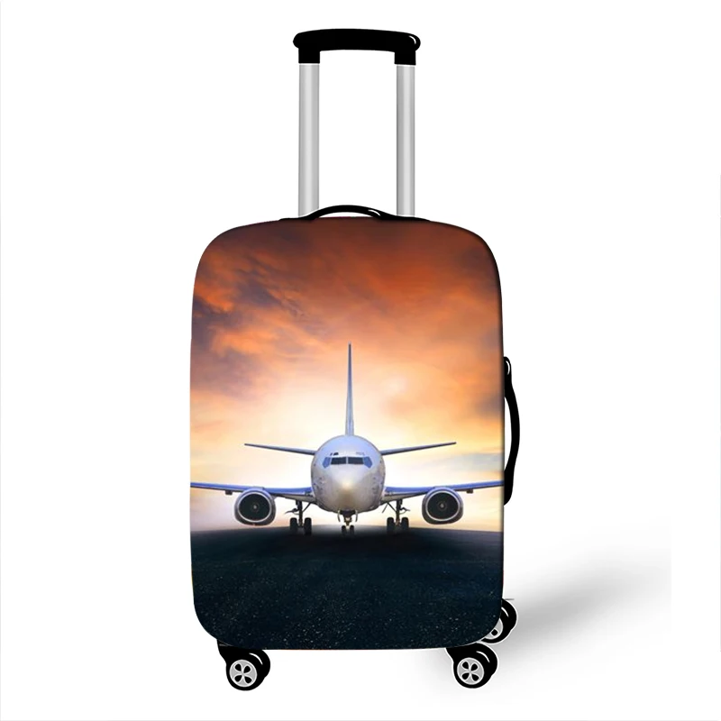 Car Go Travel Camping Print Luggage Covers 18-32 Inch Elastic Trolley Case 3D Map Plane Protective Anti-dust Suitcase Cover