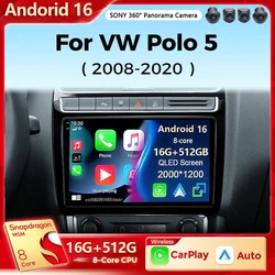 Android 16 Multimedia Video Player For VW Volkswagen POLO 5 2008-2017 Vento Carplay Android 10 Auto Car Radio stereo 48EQ 2 din
