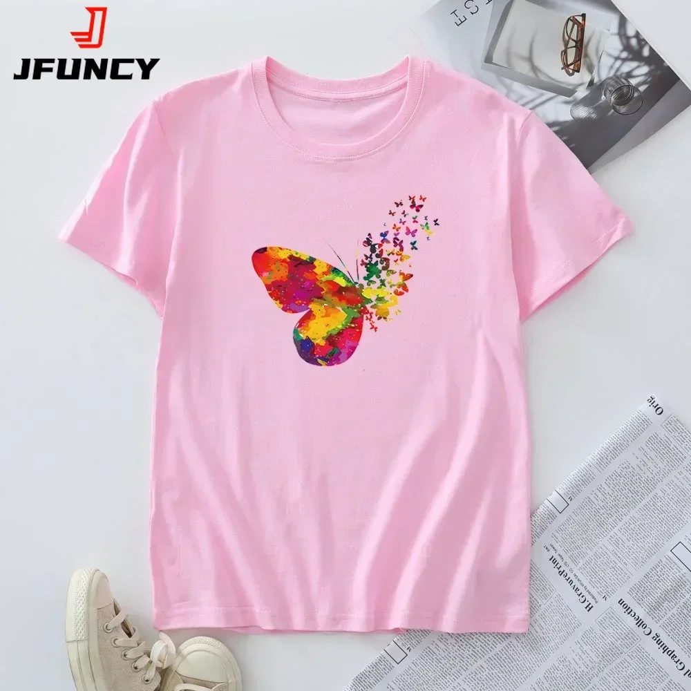 Plus Size Women's Short Sleeve T-shirt 100% Cotton Summer Tshirt Women Tees 2024 Fashion T Shirts Woman Tops Female Clothing