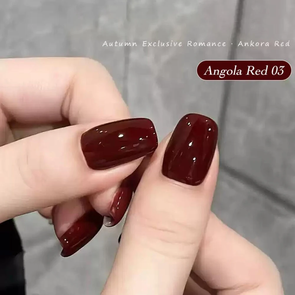 10ml Lakier Hybrydowy Ancora Red Winter Dark Red Glitter do Paznokci, Półtrwały Lakier do Zdobienia Paznokci, Usuwany Soak Off, Żel UV LED do Salonów Paznokci