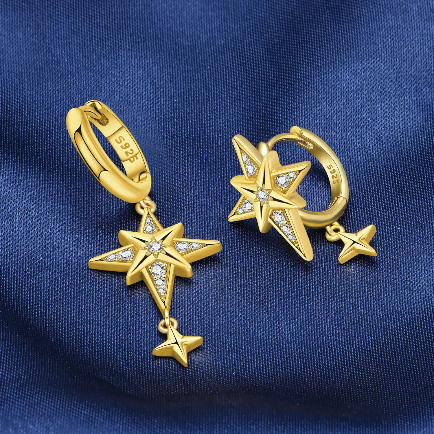 Orstarry S925 Sterling Silver Earrings Eight Pointed Star Tassel Earrings For Birthday Gift Fashion Trend Silver Jewelry Gift