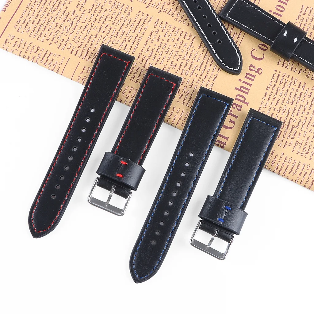 Leather Strap 18 20 22 24mm Universal Soft Watch Strap Cowhide Leather Watchband Women Men Replacement Belt Bracelet