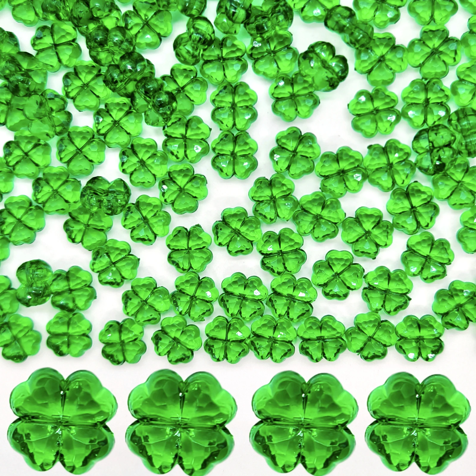 20pcs acrylic straight hole 11mm color four-leaf clover beads make DIY bracelet keychain bag chain jewelry Valentine's Day gift