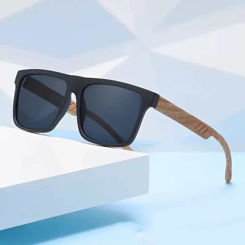1-teilige mehrfarbige Walnuss-Brille, ultraleichter PC-Rahmen mit AC-Gläsern, modische Brille für Herren und Damen